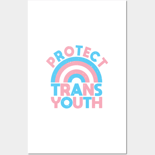 Trans Rights - Protect Trans Youth - Rainbow - Vintage Look Wall Art by LaLunaWinters